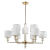 Salonowa Złota lampa wisząca żyrandol abażurowy SUTTON P09378AU-WH Glamour złota z białymi abażurami